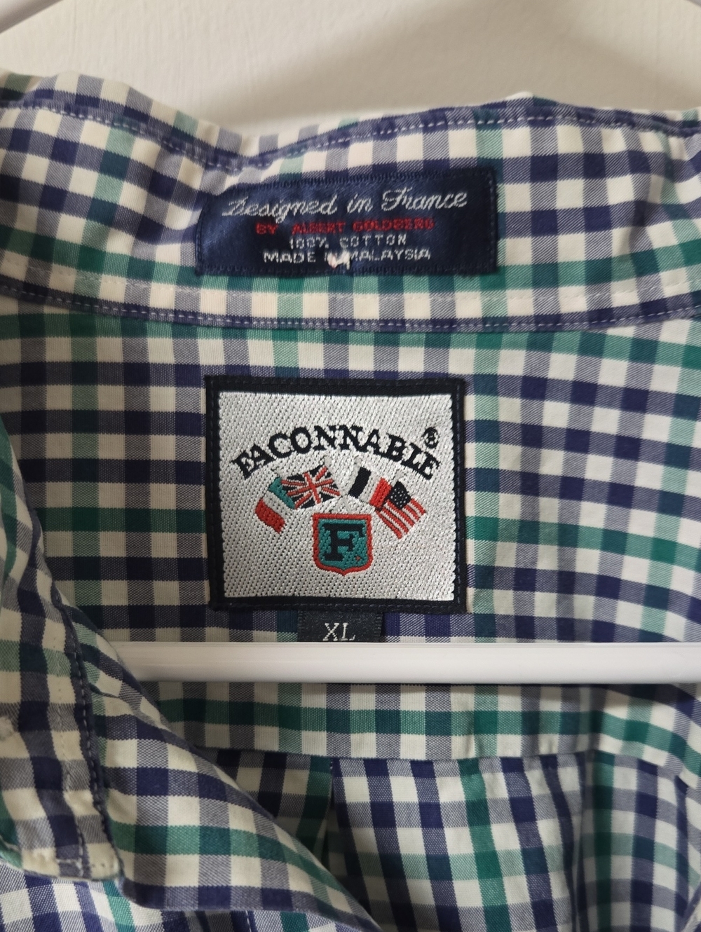 Faconnable Green & Navy Button-Down Short Sleeved Shirt Size XL